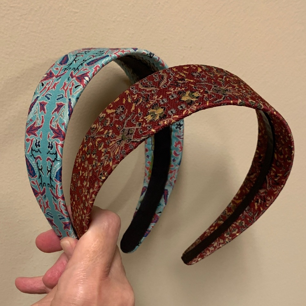 Patterned Headband Set - Red and Blue